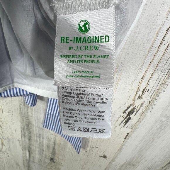 J. Crew Womens Dress S Blue Striped Stretch Cotton Poplin Tiered Button Front - Picture 10 of 13